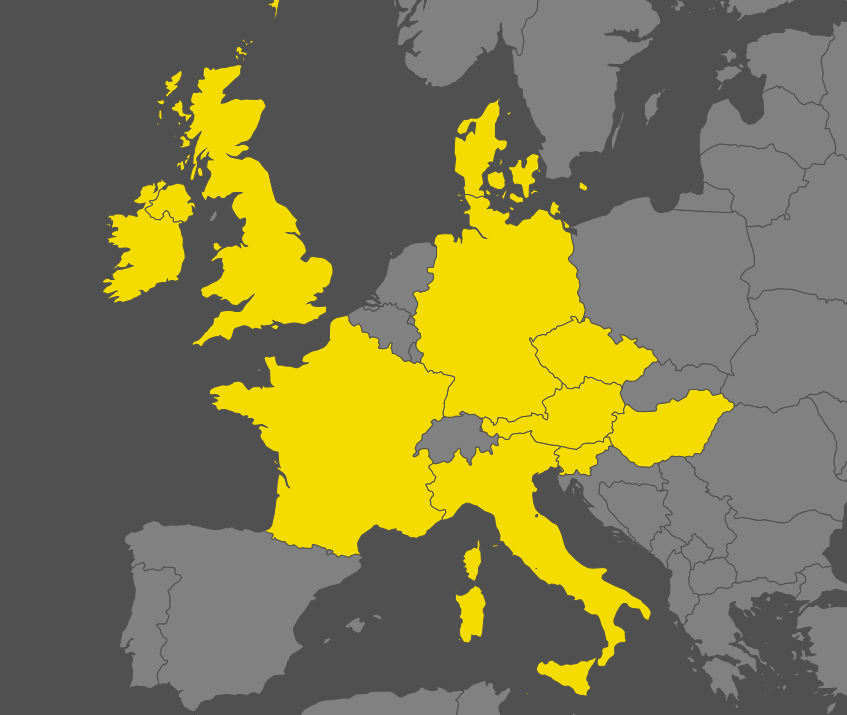 Figure 2. The nine national chapters associated with GI-Europe