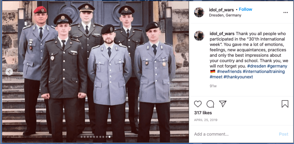 46 Capture d'écran d'une publication Instagram d'avril 2019 par Vladyslav Vintergoller.  Vintergoller est à gauche dans la rangée du bas